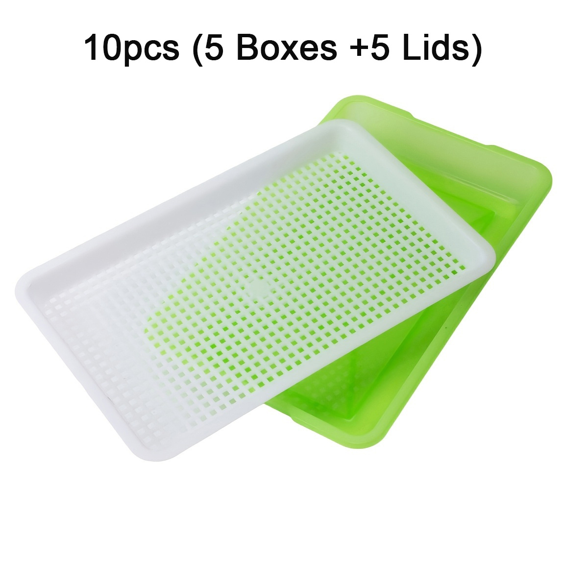 TEMU 10pcs (5 Boxes + 5 Lids) Set Of Double-layer Hydroponic Seed Plant Cultivation Tray | Hydroponic Soilless Planting System, With Drainage Holes,