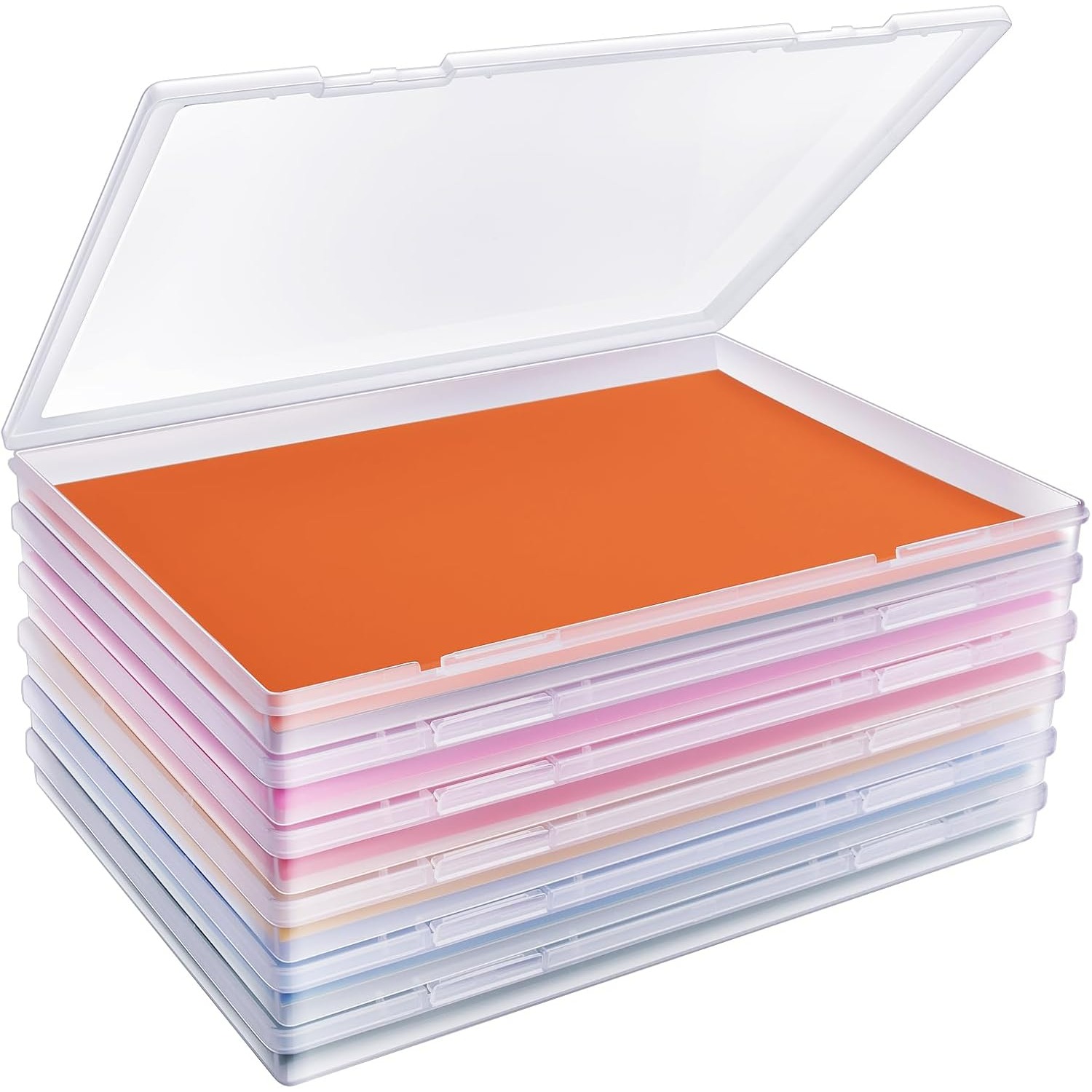 E-shop 6er-Pack Kompatibel für 5"x7" Foto-Aufbewahrungsbox mit Schnappverschluss-Deckel – Große Kunststoff--Album-Ordner-Organizer, PP-Material,