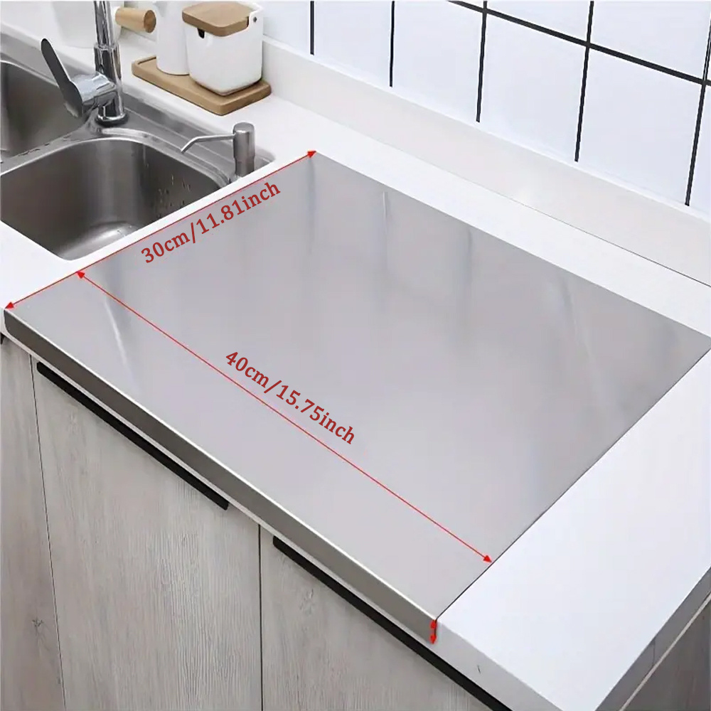 TEMU 1pc Heavy Duty Stainless Steel Cutting Board For Meat, Fruits, Vegetables, Bread, And Baking, Non-slip With Lip