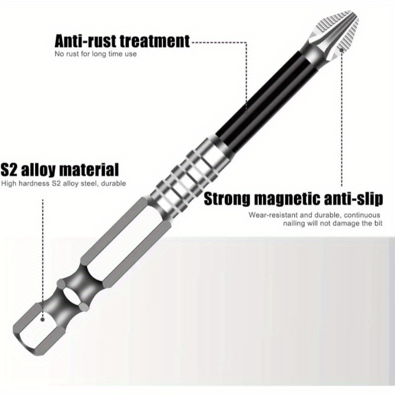 12pcs heavy-duty magnetic screwdriver drill bit set with ergonomic grip & color-coded tips - slip magnetic bits for home, car, electronics, furniture assembly - compatible with power drills & manual use - durable construction (no power required) - ideal for diy & - 2025 new model -   phillips, flathead, hex,  , slotted, square, torx,  , star, cross, diamond, h-head, square phillips bits - secure magnetic attachment for   & reduced cross-thread Product details 4
