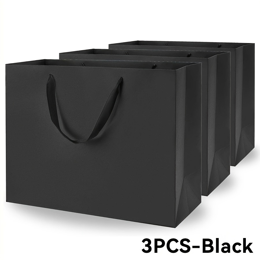 E-shop 3 Stück Extra Große Schwarze Geschenktaschen mit Griffen – Langlebige Papiertaschen für Geschäft, Party, Geburtstag, Hochzeit, Einzelhandel,