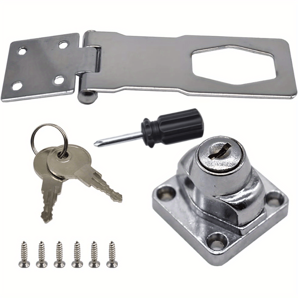 TEMU 1 Set Of 2-in-1 Locks With Locking Plate, Thickened Desk Filing Cabinet Lock, Wardrobe Lock, 90 Degree Snap Lock For Shops, Shops And Hotels