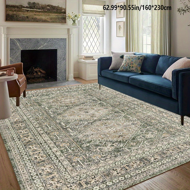 TEMU Golden Diamond Velvet   Dotted Plastic Bottom, 1pc Large Area Rug, Bohemian Style Rug, Machine Washable, Easy To Care For, Home Decor, Sofa
