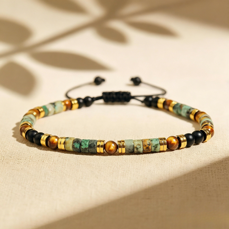 TEMU 1pc Pulsera de Cuentas de Piedra Natural y Africana, Adecuada para Uso Diario y para Regalar, Unisex