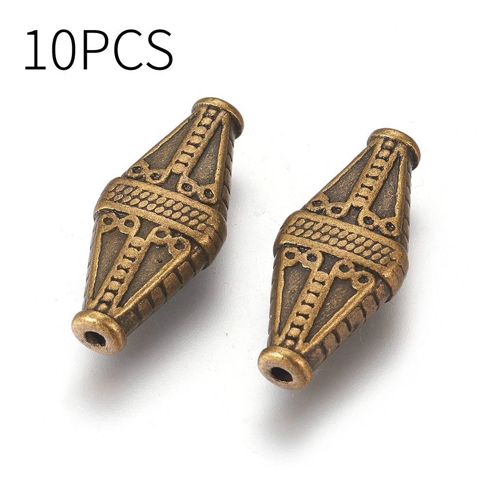 TEMU 10pcs Alloy Beads, Rhombus, Antique Bronze, 22x10x5mm, Hole: 1.4mm