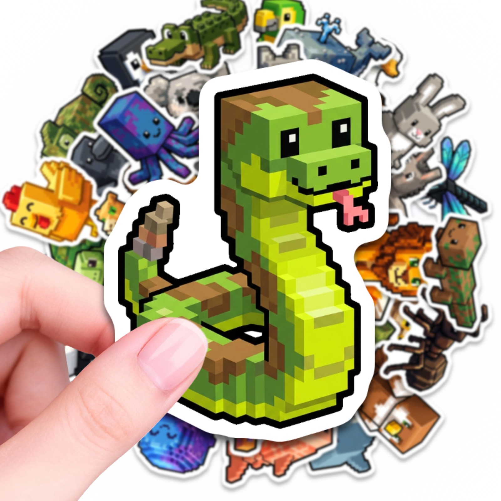 Image of 50pcs Pixel Animal Stickers Pixel Cartoon Game Visual Features Design Cute Cartoon Stickers Decorate Notebook Water Bottle