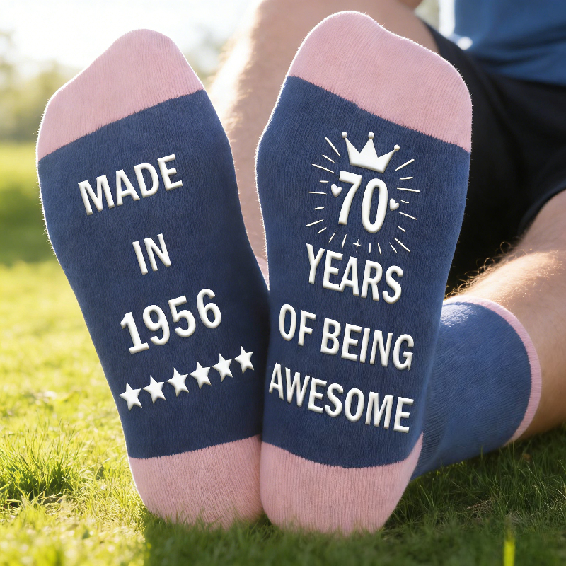TEMU 1 Pair "born In 1956, 70 Years" - A Gift For Her 70th Birthday, A Valentine's Day Gift From Husband To Wife, 70th Retirement Socks, And Fun 70th