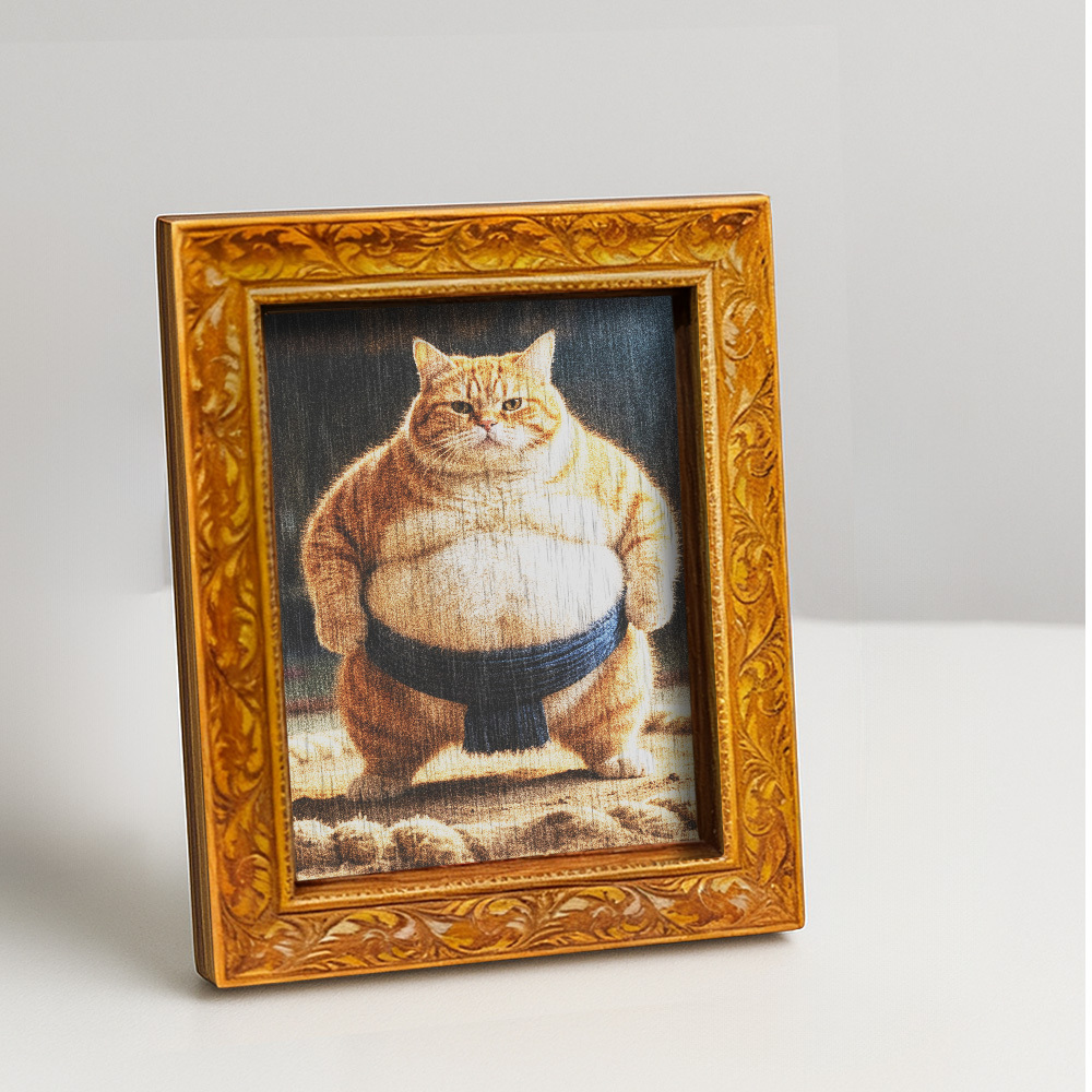 TEMU 1pc Sumo Cat Fridge Magnet, Wooden Mini Decorative Painting, Chubby Glutton , Wooden Fridge Magnet, Fun Home And Office Decor, Fun Gift And