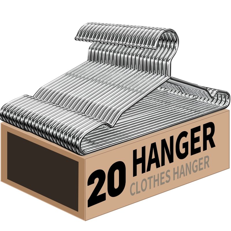 TEMU Durable Thick-polished Stainless Steel Hangers, Set Of 20, With Non-slip Shoulder And Swivel Hooks, No Bending, Space-saving Closet Organizer,