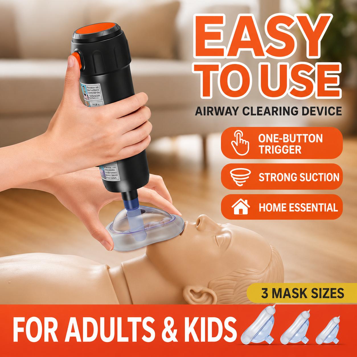 Portable Handheld Anti-Choking Emergency Device with One-Button Operation & Strong Suction Suitable for Home, Travel, Car Safety - Choking Tool with Replaceable Silicone Nozzles, Airway for & - Image 2