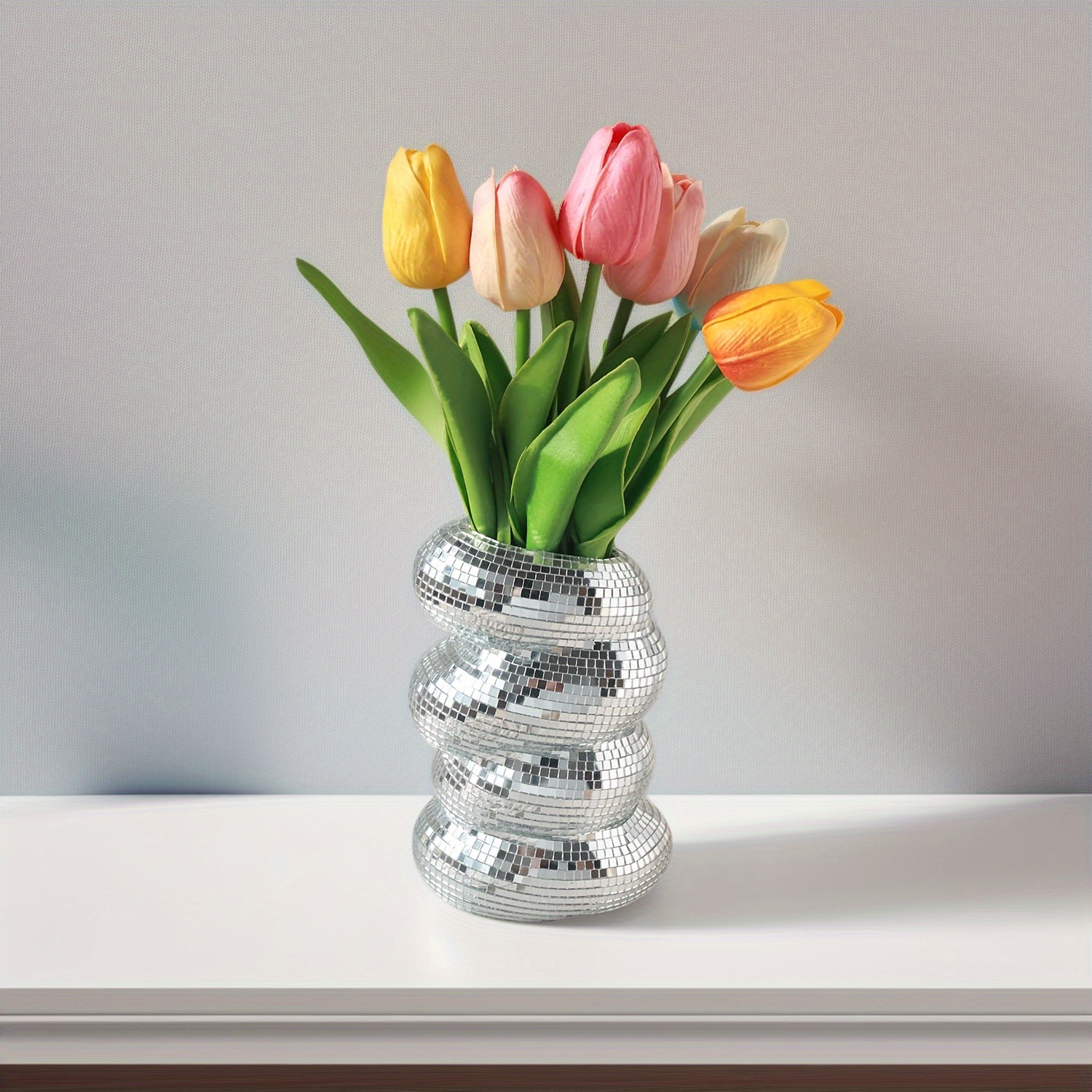 item picture multifunctional disco style vase and pen holder multifunctional makeup brush organizer glass cylinder suitable for indoor outdoor decoration