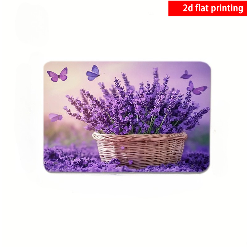 TEMU 2d Flat Printed, 1pc, Purple Lavender Floral Print Absorbent Placemats, Dish Drying Mats, Featuring A High-quality Non-slip Rubber Base. Perfect