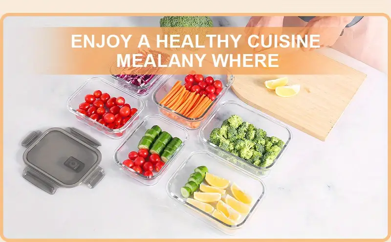 1pc glass lunch box set with lid grey borosilicate glass lunch box baking container with snap airtight lids for microwave glass food container microwave and dishwasher safe rectangular food storage container for students and office workers Product details 4