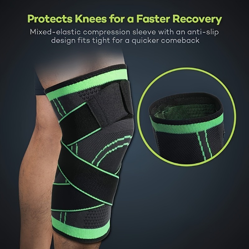 1pz manga de compresión ajustable para   para correr, ciclismo, ejercicio - soporte transpirable con diseño ergonómico y   verde neón, estabilizador de   unisex para comodidad   y recuperación muscular, manga de compresión para pierna | ropa deportiva   2
