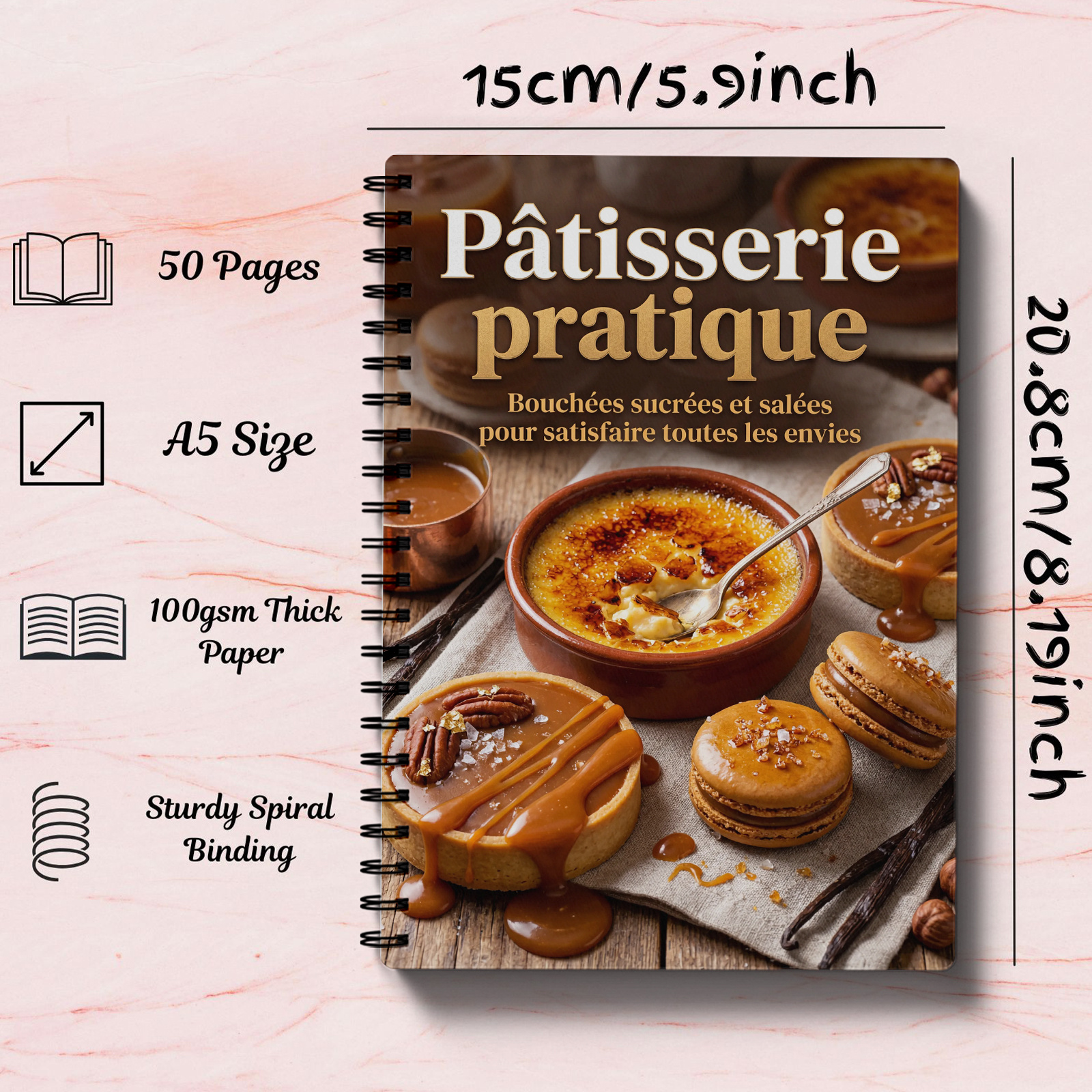 TEMU Livre de cuisine et agenda de cuisson pour pain français adapté aux débutants - Recettes au et pétrissage, journal de pâtisserie artisanale