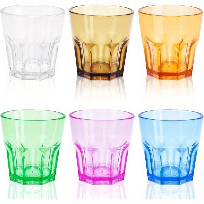TEMU 6pcs Set Plastic Drinking Cups, Unbreakable Colorful Water Cups Acrylic Plastic Cups Reusable Drinking Cups Suitable For Kitchen Picnic Whiskey