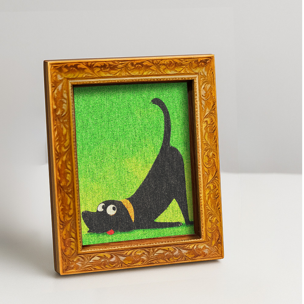 E-shop Ein niedlicher Hunde-Kühlschrankmagnet, ein Mini-Holzdekorstück mit einem bezaubernden schwarzen Hunde-Design mit großen Augen und einem