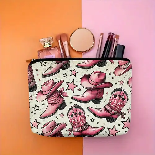 boots travel makeup bag Telena Leather Make Up Portable Bag Waterproof Cosmetic Bags for Women Large Capacity With Handle and Divider Open Lay Flat Boots Clear Beauty Bag -