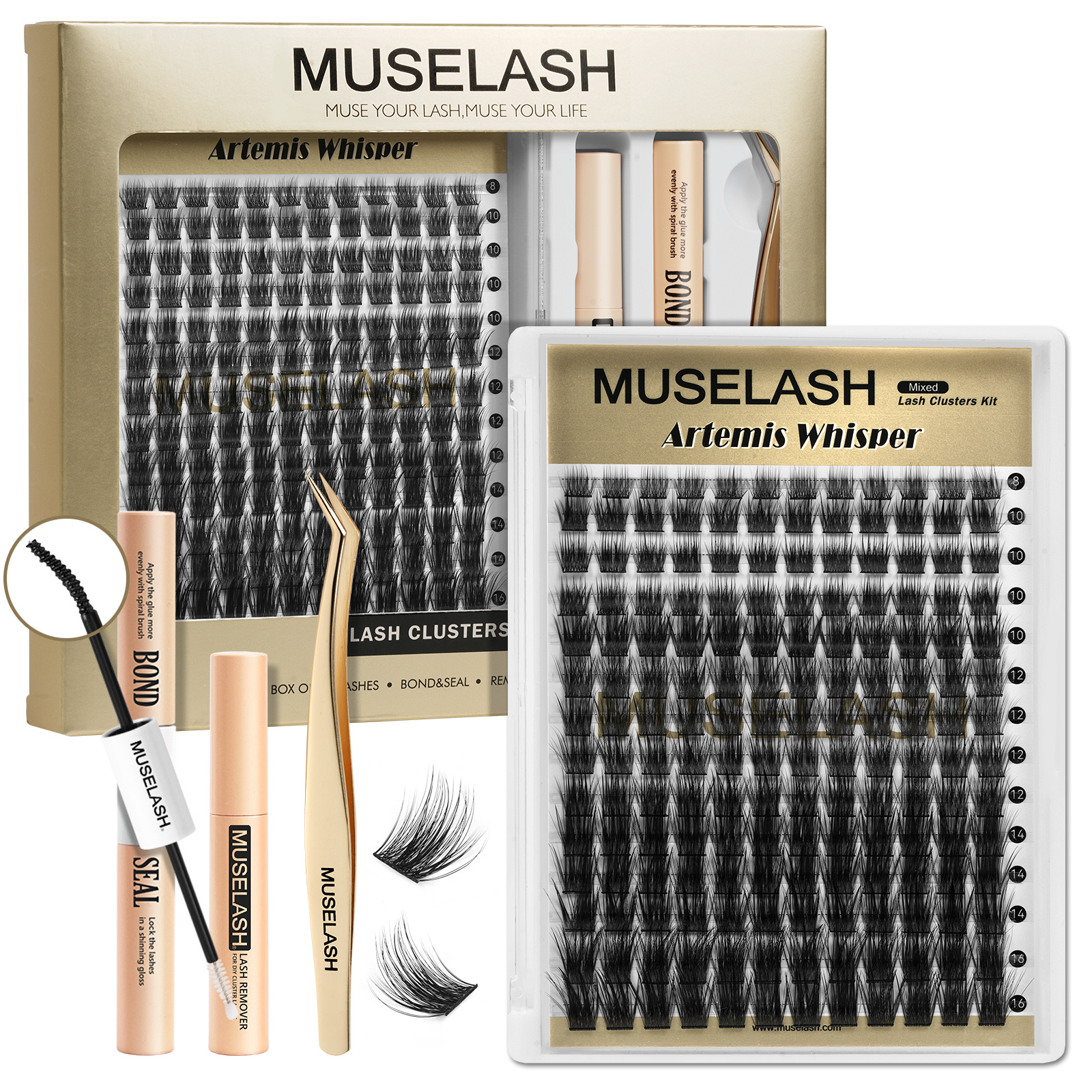 TEMU Lash Clusters Kit With Glue & Tweezers, Style False Eyelashes, Volume Fluffy Lightweight Soft & Comfortable Lashes With Waterproof Design And