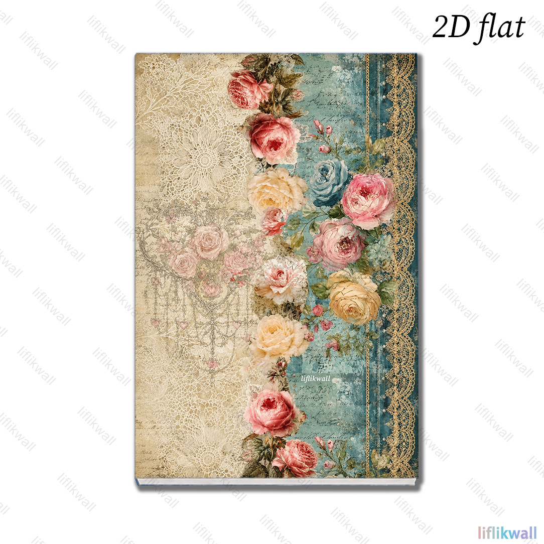 TEMU Lifelikewalls 2d 1pc 5.5 X 8.3in Rose Trash Journal Notebook, 96 Pages Repeating Floral Prints, Thread Glue Bound Lay Flat Notebook, Portable