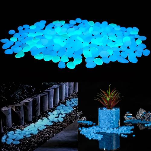 204pcs set of glow in the dark pebbles 0 31 0 39inch suitable for outdoor gardens aquariums paving christmas decorations or aquarium decor