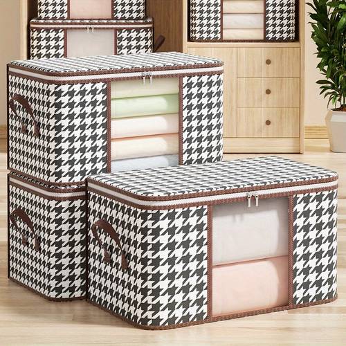 2pcs pattern storage boxes portable foldable clothes comforter storage bags bedroom wardrobe clothes quilt packing and organizing bags storage bags with transparent window zipper and handle under bed storage