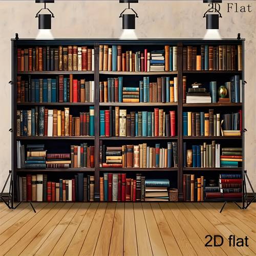 2d flat 1pc large vintage bookshelf backdrop suitable for classroom wallpaper photo studio background medieval castle book themed large photo wallpaper for bookshelf decoration christmas photography background study room