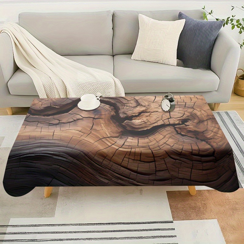 TEMU 1pc 2d Plane Printing Wood Grain Pattern Tablecloth - Durable Tablecloth, Suitable For Kitchen Dining, Picnics, And Catering Services - Home