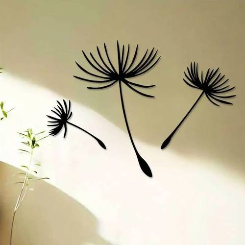 2d flat 2d flat 3pcs set of dandelion acrylic wall decoration plant outline pattern 30 0cm wide country style home decoration 2d flat