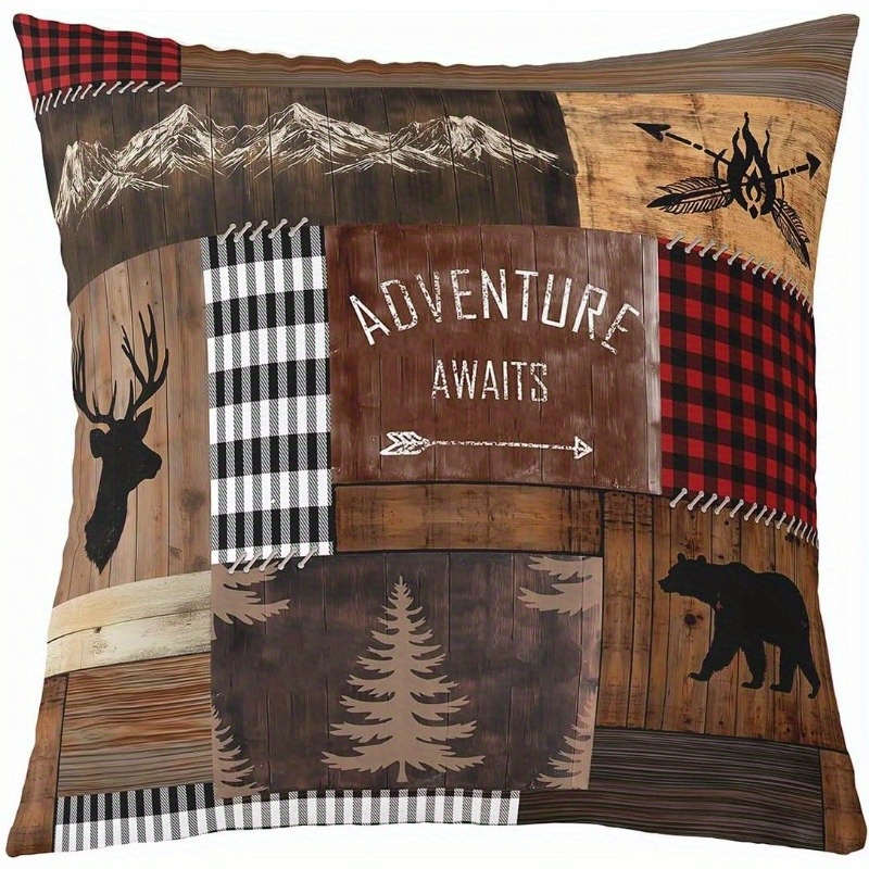 TEMU 2pcs/ 1pc Double-sided Printed Animal And Natural Landscape Stitching Pattern Pillowcase, Cushion Back Cover, Suitable For Home Bedroom, Living