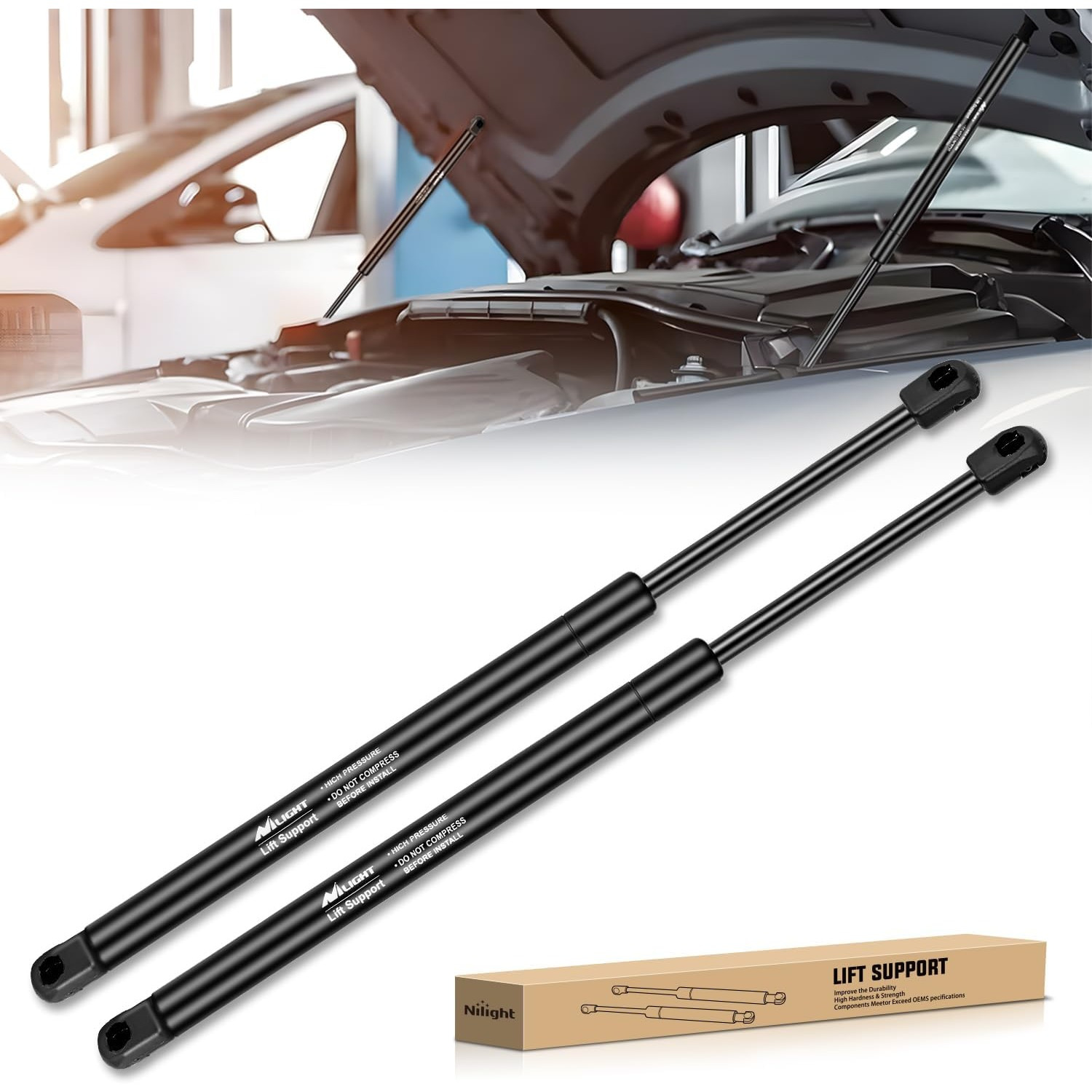 TEMU 2pcs Front Hood Struts Lift Supports Shock Gas Springs Hold Rods Replacement For Ford:97-06 F150 Ford:04 F150 Heritage Ford:95-04 Ford:97-06 Expedition, Oem Number 4478 Sg404016, Car Accessories