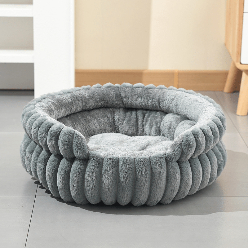 E-shop Winter Warmes Katzenbett Hunde Bett, Rundes Verdicktes Ultraweiches Katzenbett Hunde Bett, Plüsch Rund Waschbar, Ganzjahres Haustierbett, Weiche