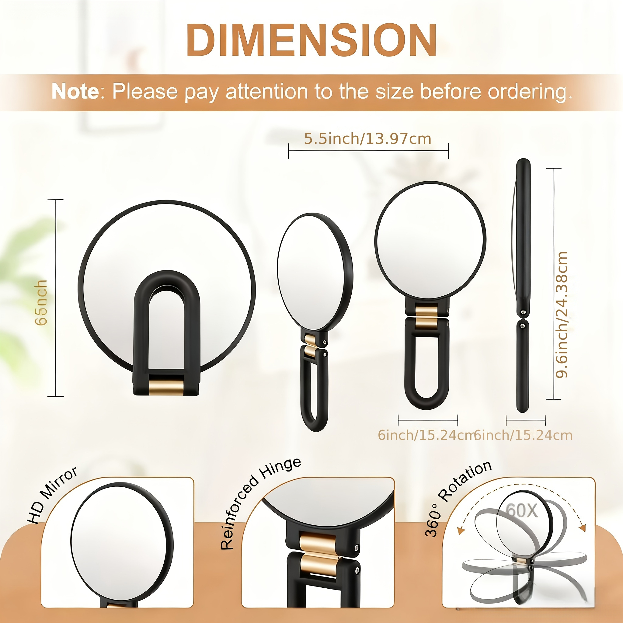 100X Magnification Handheld Double-Sided Makeup Mirror Set