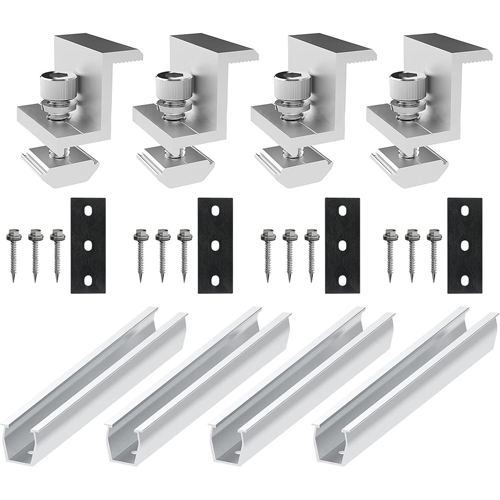 12/ 20cm U-shaped Rail Black Mid Side Pressure 4pcs Set Solar Panel Photovoltaic Accessories Bridge Mini Mounting Rail
