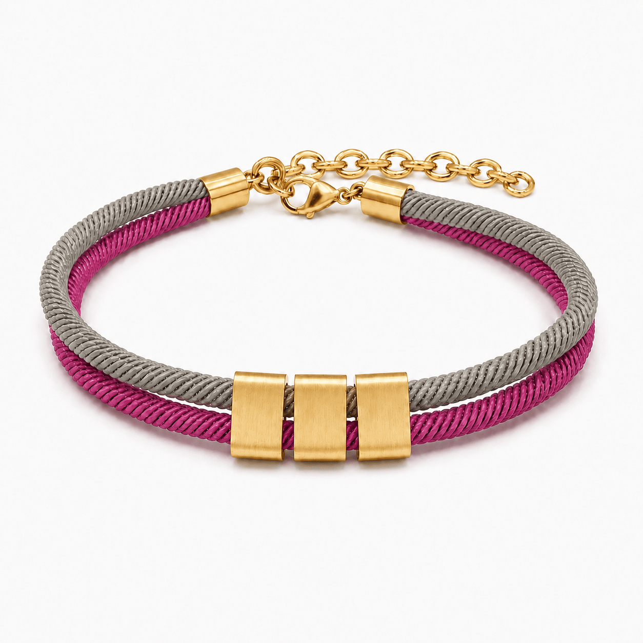 Personalized Engraved Name Bead Bracelet with Double Cord