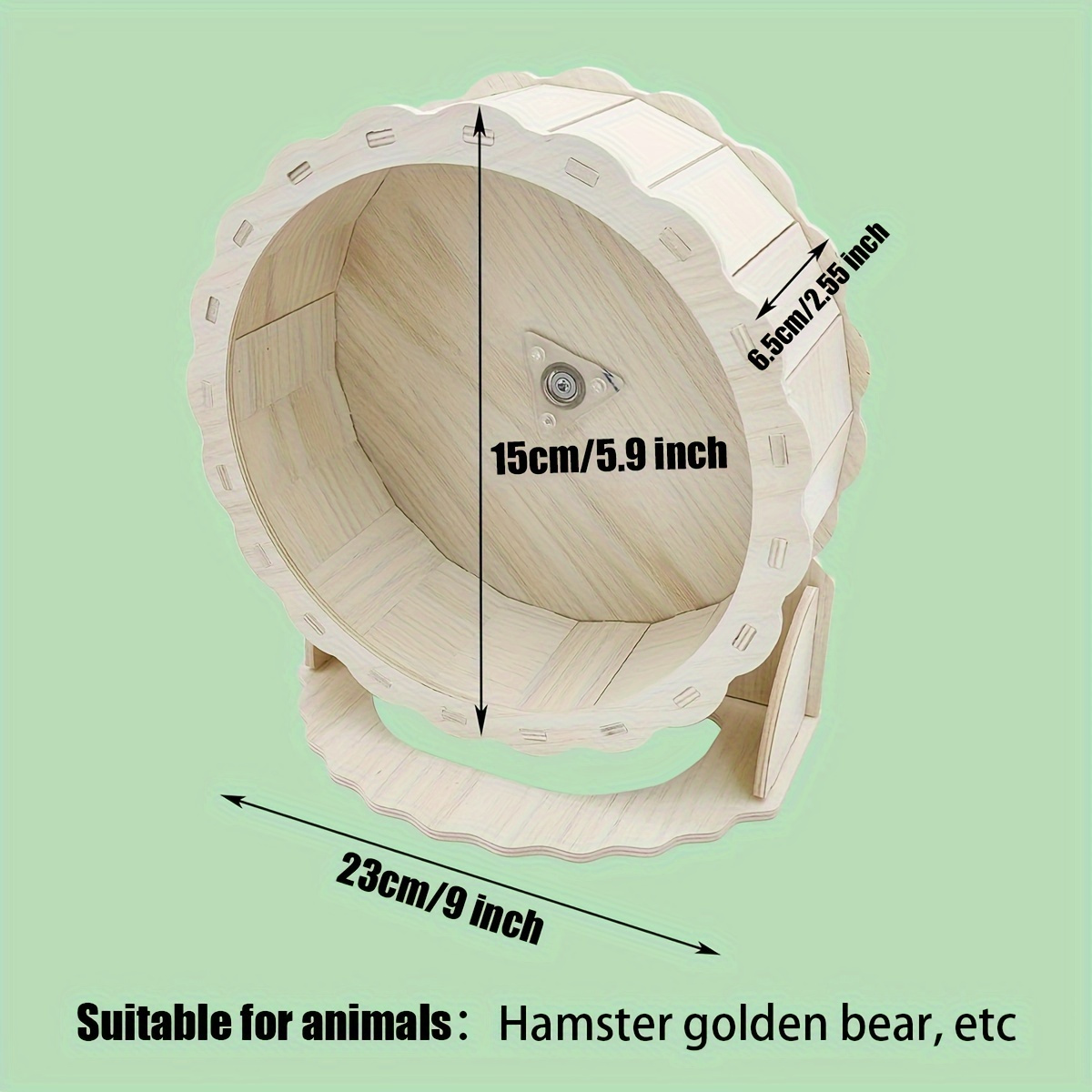 Image of A Hamster Wooden Wheel, Wooden Silent Exercise Wheel, Pet Sports Toy Hamster Cage Additions, Suitable For Phodopus, Gerbil And Other Small Animals