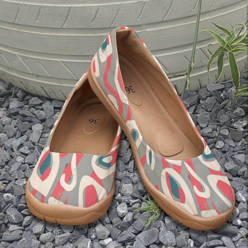 womens slip on casual shoes stylish abstract print comfortable soft sole lightweight fabric versatile for casual attire beachwear abstract print shoes flexible sole shoe