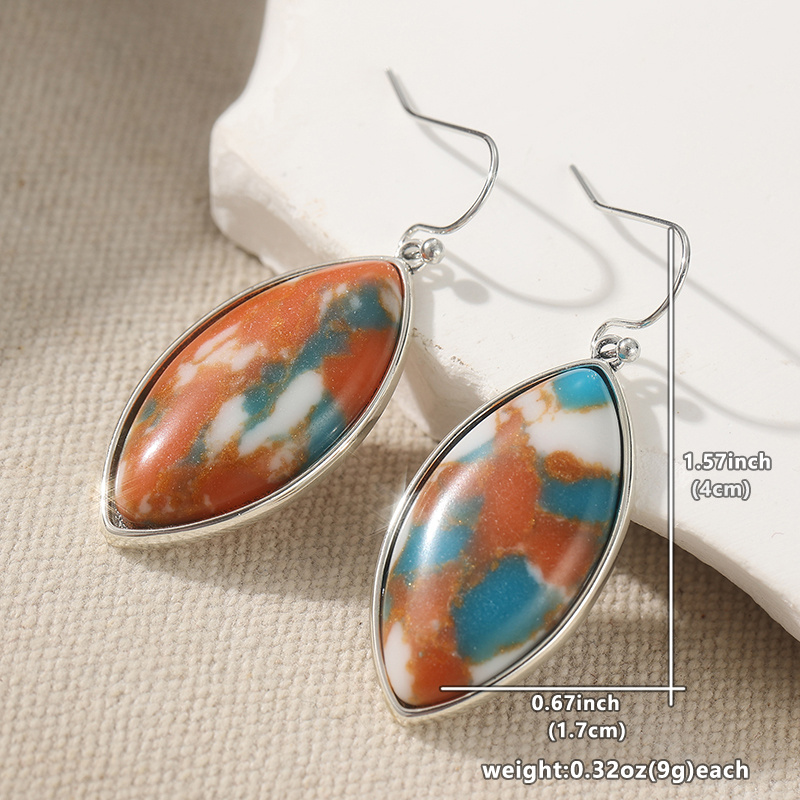 Women's Retro Synthetic Turquoise Pendant Earrings, Elegant Gift