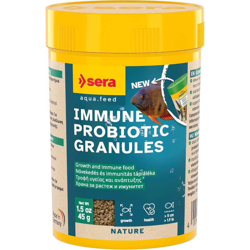 Immune Probiotic Granules Suitable for Freshwater Aquarium Fish Food - Probiotic Supplement for Ornamental Fish Medication, Growth Booster & Immune, for Fry, for up to 5 Fish (4.83cm), 100ml (45G)