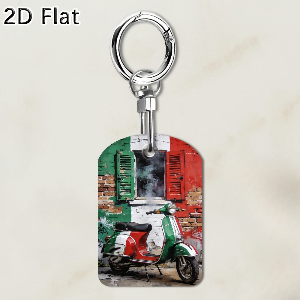 TEMU 2D Flat - 1pc Portachiavi con Scheda di Controllo Autorizzata Stampata 2D Flat, Ciondolo Vintage per Borsa con Stampa di Auto da