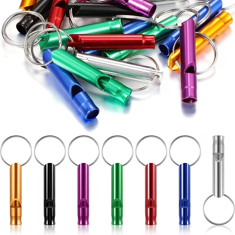 9pcs Aluminum Alloy Emergency Survival Whistles with Keychain