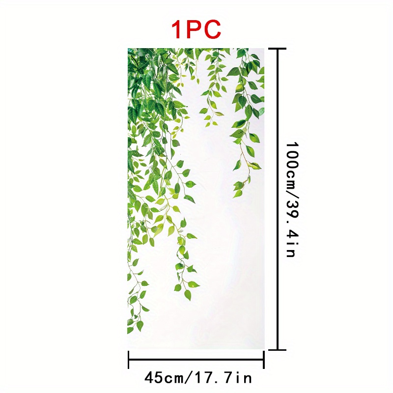 TEMU 2d Flat - 2d Flat - 1pc 2d Flat Pvc Green Vine Stained Glass Window Sticker | Hanging Leaves And Design, Static Cling No Glue Heat Resistant