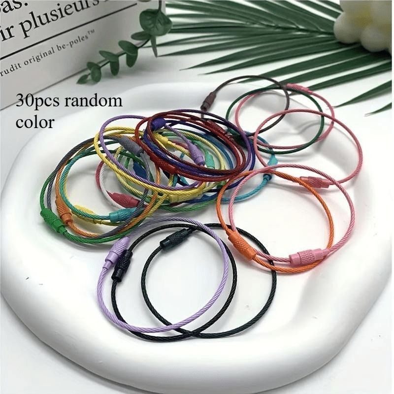 TEMU 30pcs Random Color Stainless Ring Set Release Clasps, Durable Non-locking Safety Hooks For Outdoor Hiking Camping Travel Accessories
