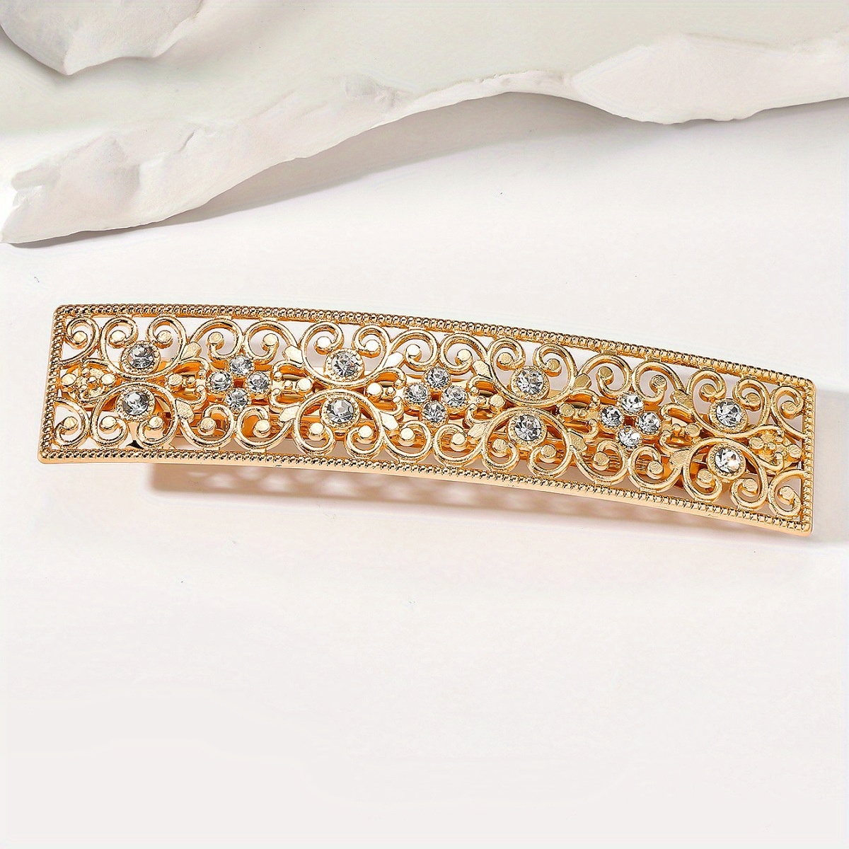 TEMU 1 pc Barrette à Cheveux Vintage en Strass - Porte-Queue de Cheval Élégant en avec un Design de Intricat pour Femmes, Accessoire de Coiffure