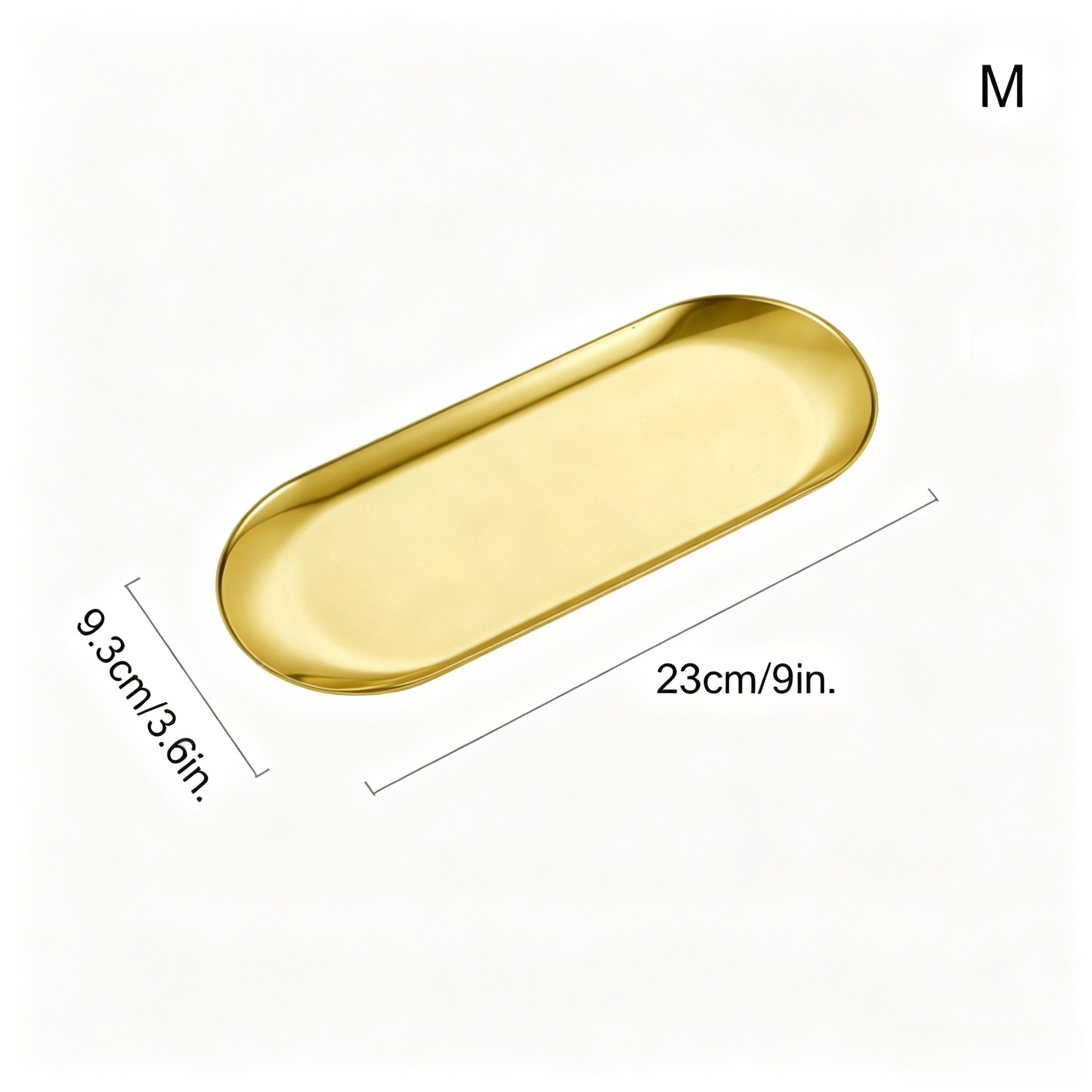 TEMU Plateau décoratif ovale brillant en acier inoxydable, disponible en doré et argenté, assiette multifonctionnelle pour fruits et collations,