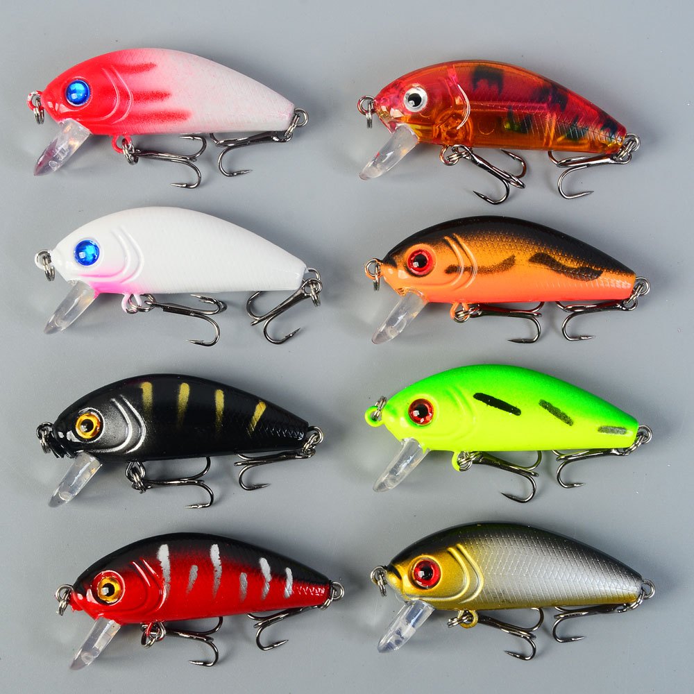 TEMU 8-teiliges Set schwimmende Kunstköder Minnow Peche, harte Kunstköder für Barsch, Hecht, , Forelle, Crankbaits