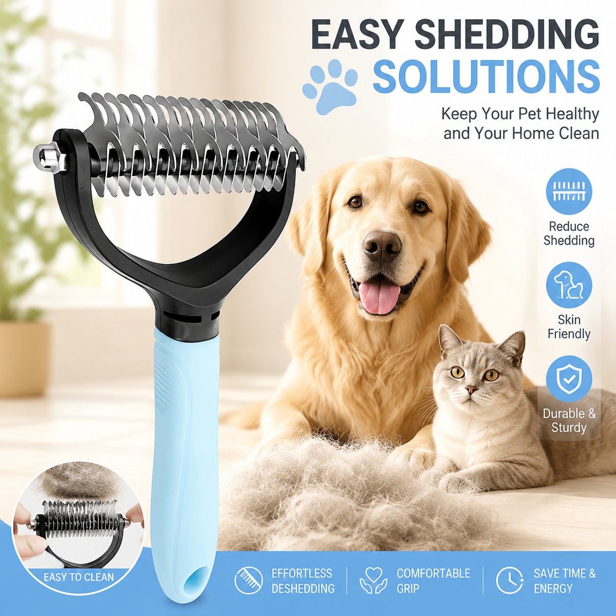 TEMU Upgraded Random Color Stainless Steel Pet Detangling Comb, Double-sided Pin Comb Deshedding Tool, Suitable For Cats And Dogs, High- Hair Removal