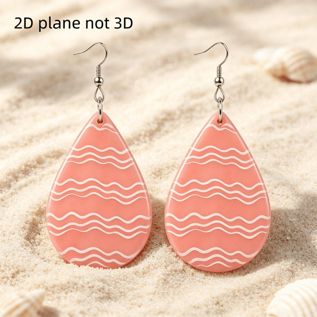 Minimalist Pink Wavy Teardrop Earrings, Acrylic