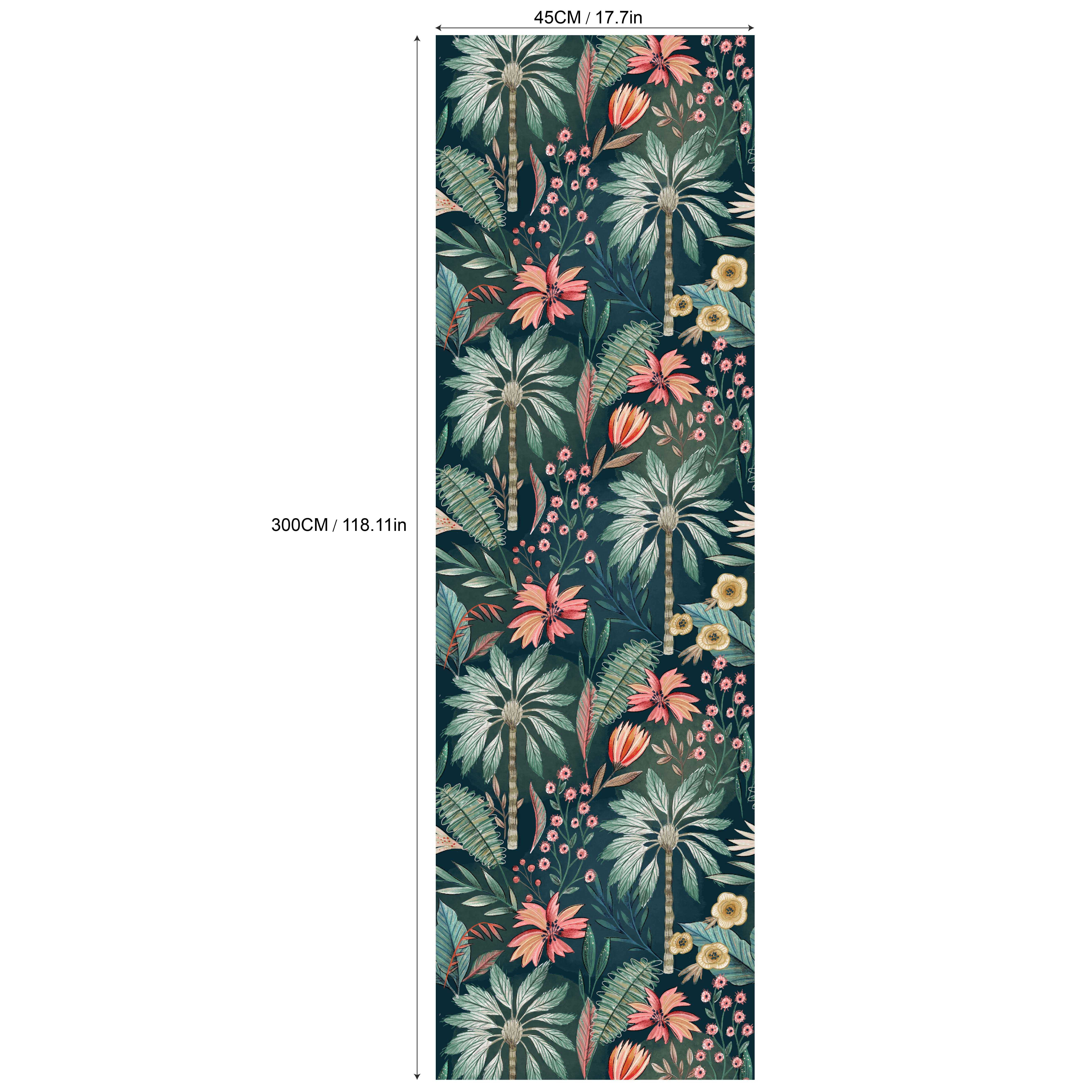 Image of Botanical Floral Landscape Peel And Stick Wallpaper | Textured Vinyl, Waterproof, Self-adhesive, Removable, For Cabinets/countertops, Wall Cladding, Home Decor, Wall Decoration, 45 Cm