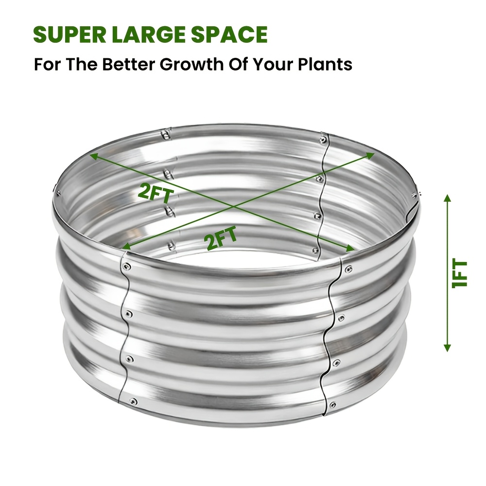 2x2x1ft Oval Elevated Planter| Galvanized Iron Planter Box, Suitable For Vegetables, Fruits, Flowers, And Herbs| , Rust-proof, Striped Pattern